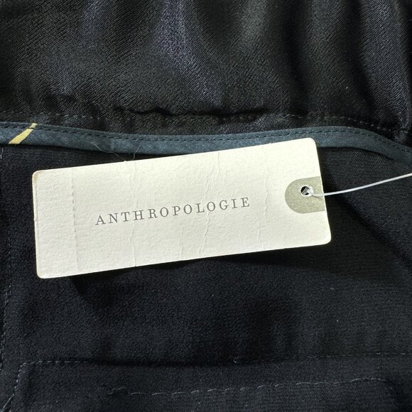 Anthropologie Ett:Twa Black Satin Dress Pants Size 10 Tie Waist Sash NWT - Picture 11 of 12